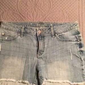 Light Blue Distressed Denim Shorts